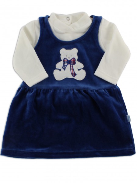 baby footie outfit chenille baby bear bow. Colour blue, size 00 Blue Size 00