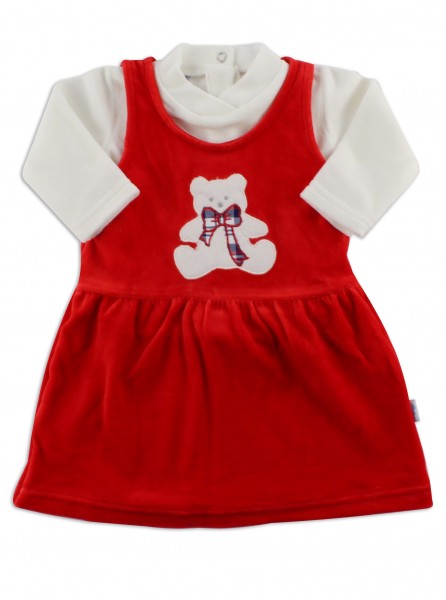 baby footie outfit chenille baby bear bow. Colour red, size 00 Red Size 00