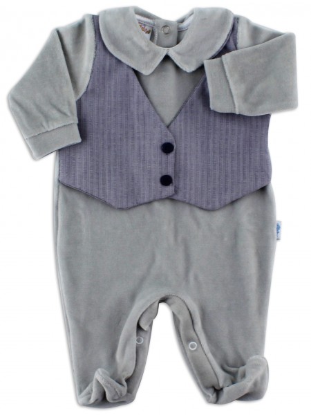 baby footie chenille vest fabric. Colour grey, size 1-3 months Grey Size 1-3 months