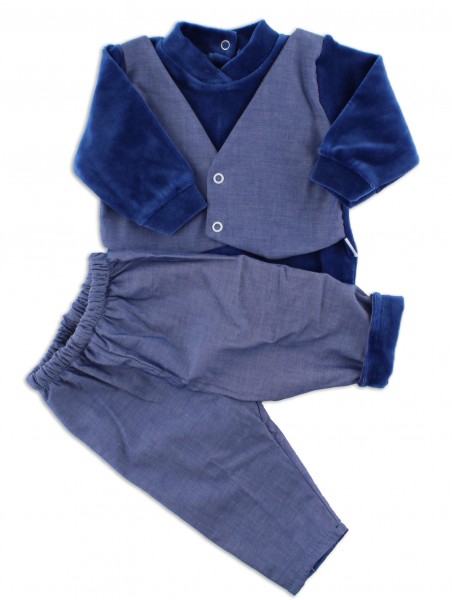 baby footie chenille outfit fabric vest. Colour blue, size 6-9 months Blue Size 6-9 months