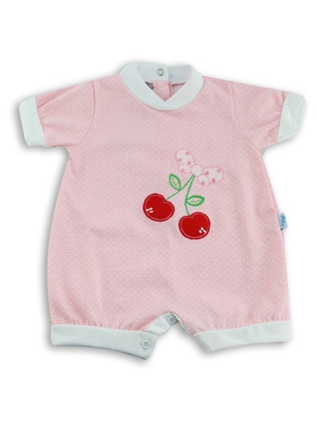 Image baby footie romper cherries. Colour pink, size 1-3 months Pink Size 1-3 months