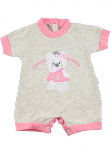 Picture baby footie romper little teddy bear. Colour grey, size 6-9 months Grey Size 6-9 months