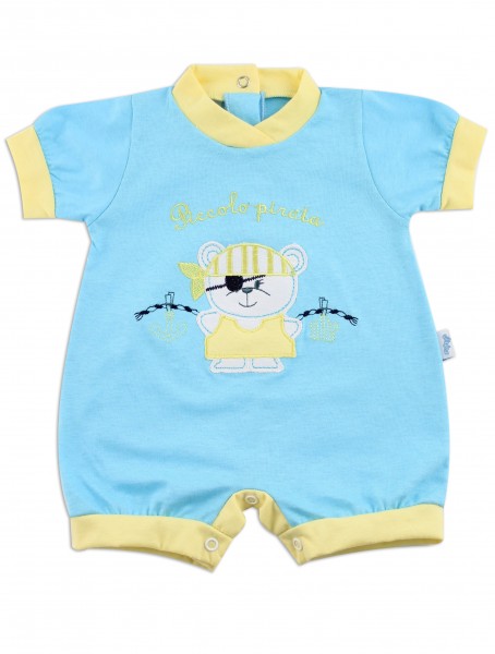 Picture baby footie romper little pirate. Colour turquoise, size 0-1 month Turquoise Size 0-1 month