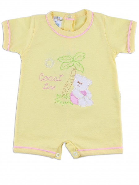 baby footie romper coast line. Colour yellow, size 00 Yellow Size 00