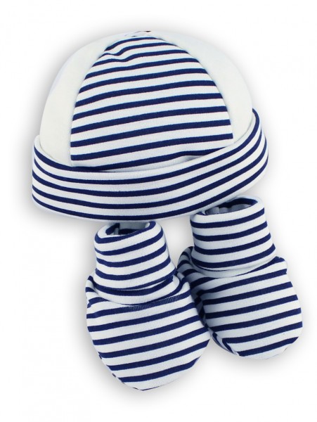 striped cotton hat and shoes. Colour blue, one size Blue One size