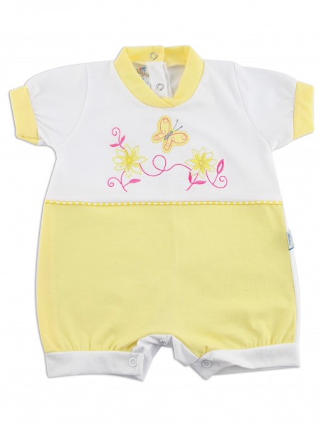 Image baby footie romper butterfly. Colour yellow, size 1-3 months Yellow Size 1-3 months