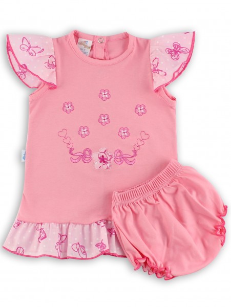 baby footie outfit jersey le flowers. Colour coral pink, size 6-9 months Coral pink Size 6-9 months