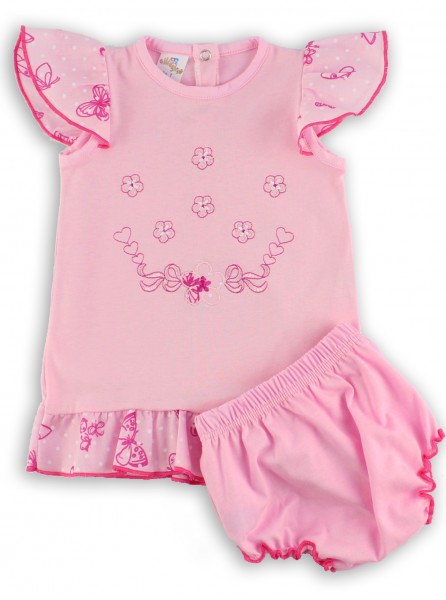 baby footie outfit jersey le flowers. Colour pink, size 00 Pink Size 00