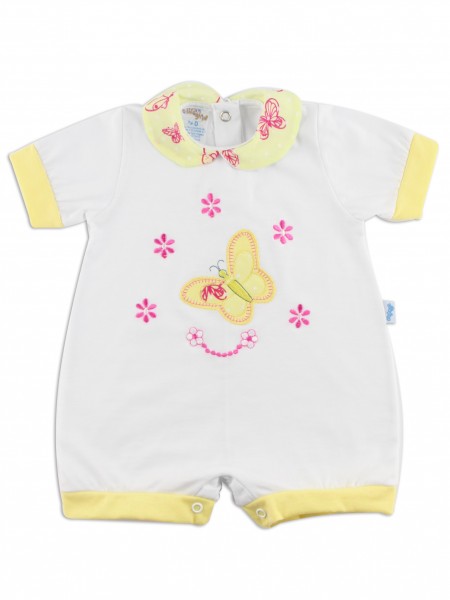 baby footie romper butterfly. Colour white, size 00 White Size 00