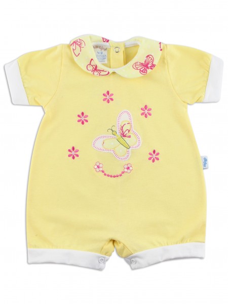 Image baby footie romper butterfly. Colour yellow, size 1-3 months Yellow Size 1-3 months