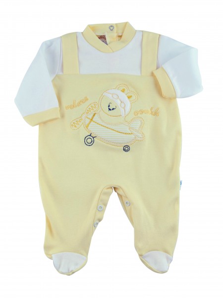 cotton baby footie interlock fly ooohh. Colour yellow, size 00 Yellow Size 00