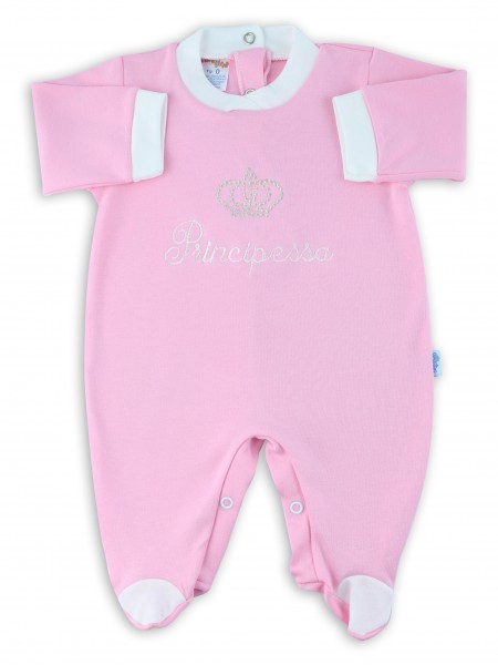 cotton baby footie interlock little princes. Colour pink, size 6-9 months Pink Size 6-9 months