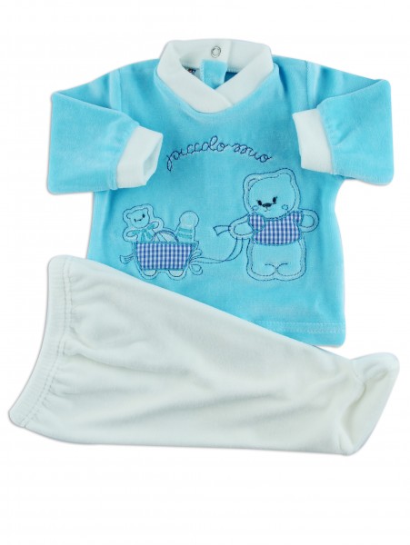 Two pieces baby outfit chenille smallomial. Colour turquoise, size 3-6 months Turquoise Size 3-6 months