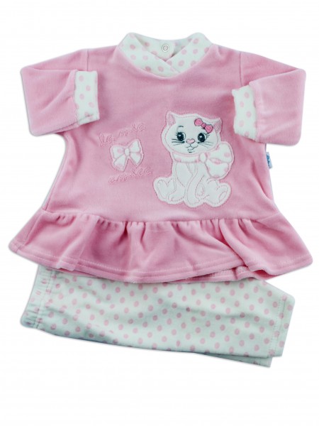 baby footie outfit in chenille kitten friend. Colour pink, size 00 Pink Size 00