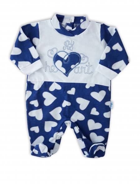 Image cotton baby footie jersey my heart. Colour blue, size 6-9 months Blue Size 6-9 months