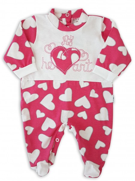 Image cotton baby footie jersey my heart. Colour coral pink, size 0-1 month Coral pink Size 0-1 month