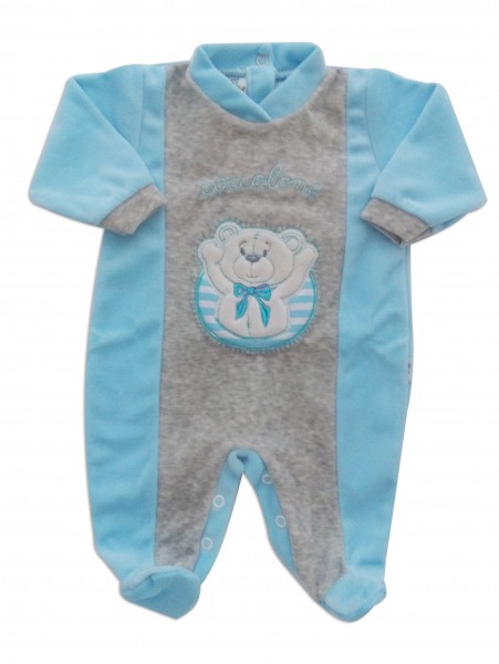 Image baby footie chenille cuddly. Colour turquoise, size 1-3 months Turquoise Size 1-3 months