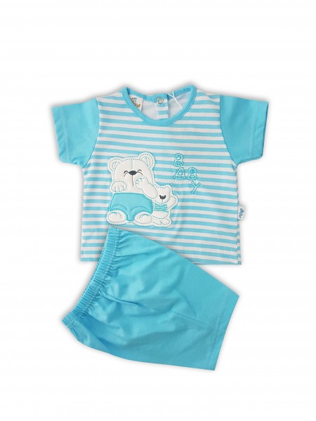 Picture baby footie cotton jersey outfit baby bears. Colour turquoise, size 6-9 months Turquoise Size 6-9 months