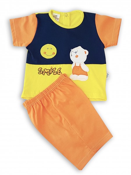 Picture baby footie outfit cotton jersey sun smile. Colour orange, size 0-1 month Orange Size 0-1 month