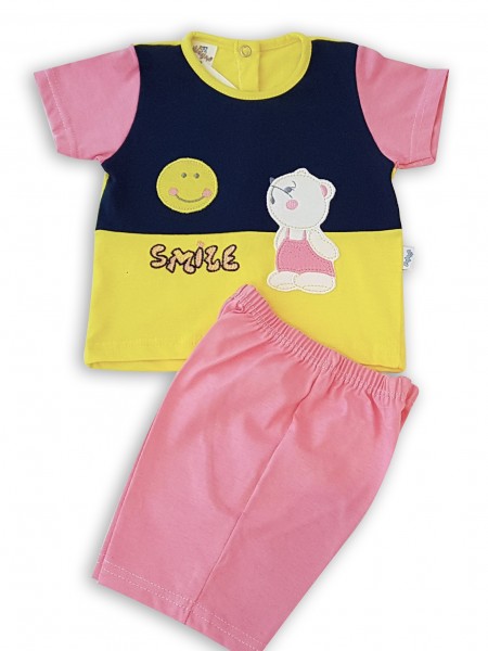 Picture baby footie outfit cotton jersey sun smile. Colour coral pink, size 6-9 months Coral pink Size 6-9 months