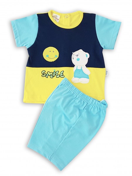 Picture baby footie outfit cotton jersey sun smile. Colour turquoise, size 3-6 months Turquoise Size 3-6 months