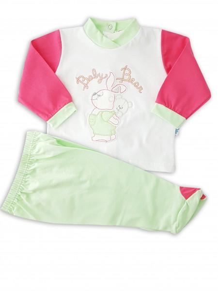 Picture baby footie outfit cotton baby bear. Colour coral pink, size 6-9 months Coral pink Size 6-9 months
