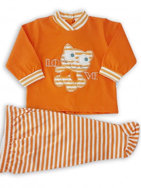 baby footie outfit in cotton love. Colour orange, size 1-3 months Orange Size 1-3 months