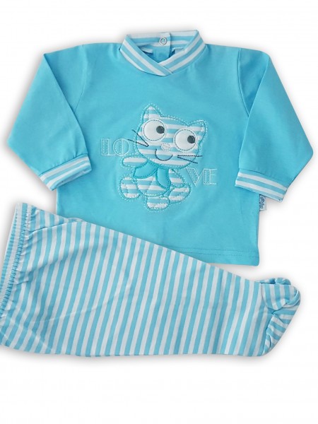 baby footie outfit in cotton love. Colour turquoise, size 0-1 month Turquoise Size 0-1 month