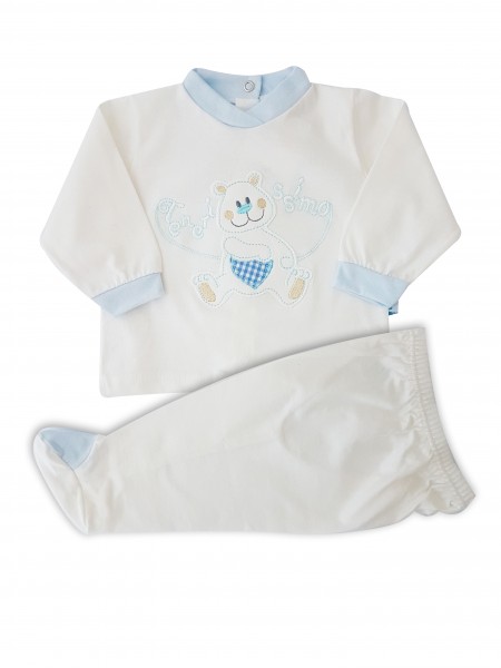 Picture baby footie outfit in very tender cotton. Colour creamy white, size 3-6 months Creamy white Size 3-6 months