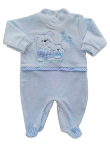 baby footie chenille baby. Colour light blue, size 1-3 months Light blue Size 1-3 months