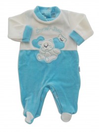 Baby image footie chenille sweet bear size 00. Colour turquoise, size 00