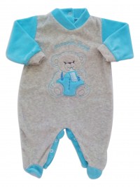 Chenille baby footie baby footie image baby bear small baby. Colour turquoise, size 3-6 months