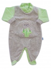 Chenille baby footie baby footie image baby bear small baby. Colour pistacchio green, size 3-6 months