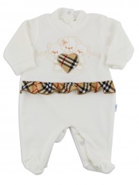 Image baby footie chenille love you. Colour creamy white, size 3-6 months