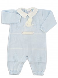 Baby footie mixed wool snowboard picture. Colour light blue, size 0-1 month