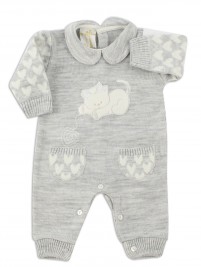 Picture baby footie mixed wool kitten. Colour grey, size 1-3 months