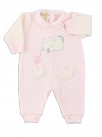 Picture baby footie mixed wool kitten. Colour pink, size 1-3 months