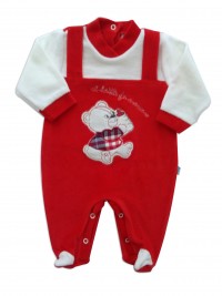 Picture baby footie chenille milk makes grow. Colour red, size 6-9 months