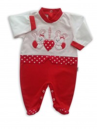 image baby footie bunnies AMOUR. Colour red, size 6-9 months