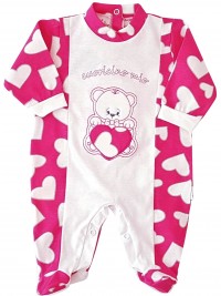 Image cotton baby footie jersey baby bear little heart my. Colour coral pink, size 6-9 months