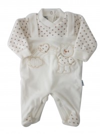 Image baby footie chenille baby bear and rainbow. Colour creamy white, size 00