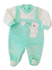 Image baby footie chenille baby bear and rainbow. Colour green, size 0-1 month