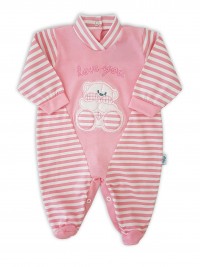 Image baby footie love you stripes. Colour coral pink, size 3-6 months