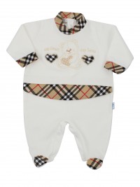 Image cotton baby footie interlock my heart my love. Colour creamy white, size 3-6 months