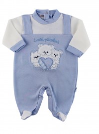 Image cotton baby footie interlock my little ones. Colour light blue, size 3-6 months