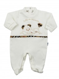 Image cotton baby footie interlock all to nannna. Colour creamy white, size 3-6 months