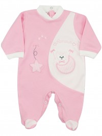 Image cotton baby footie interlock footie amour stars and moon. Colour pink, size 0-1 month