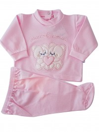 Picture baby footie outfit clinic in pique small friends. Colour pink, size 3-6 months