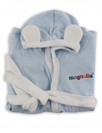 Picture accompanied cotton bathrobe bathrobe. Colour light blue, size 9-12 months