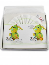 Picture accompanied cotton dog bed with bone. Colour green, one size